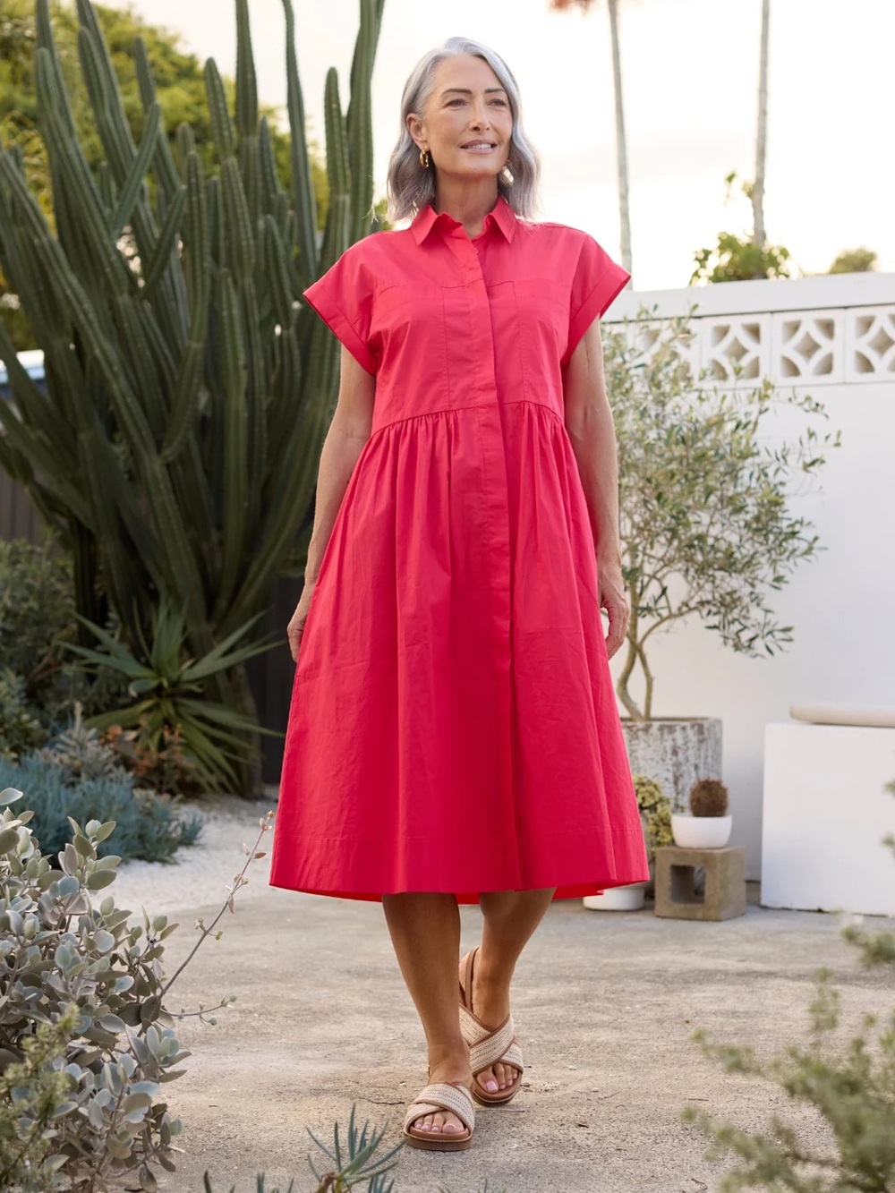 Maye Harper Shirtdress Raspberry Red Size XL NWT